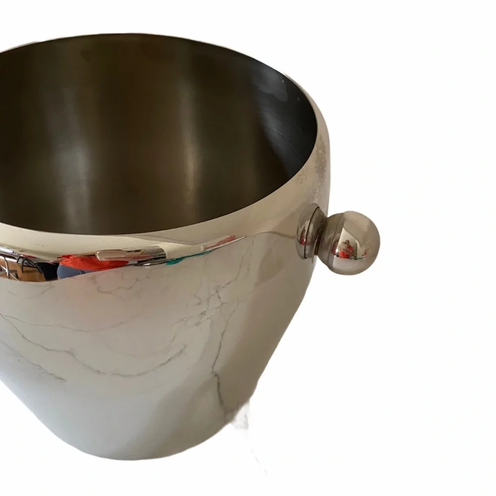 Towle Retro Stainless Steel Ice Bucket Silver Barware Wedding Gift 90s